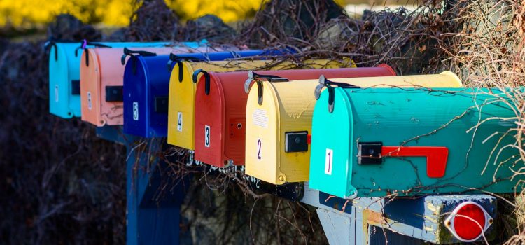 A row of colourful mailboxes